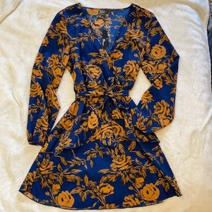 NWT Orange and Navy Floral Dress Size L